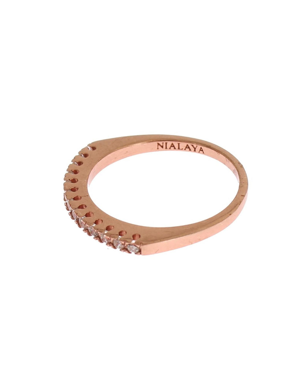 NIALAYA 18K Gold Plated Ring with Clear CZ Crystals 50 EU Women