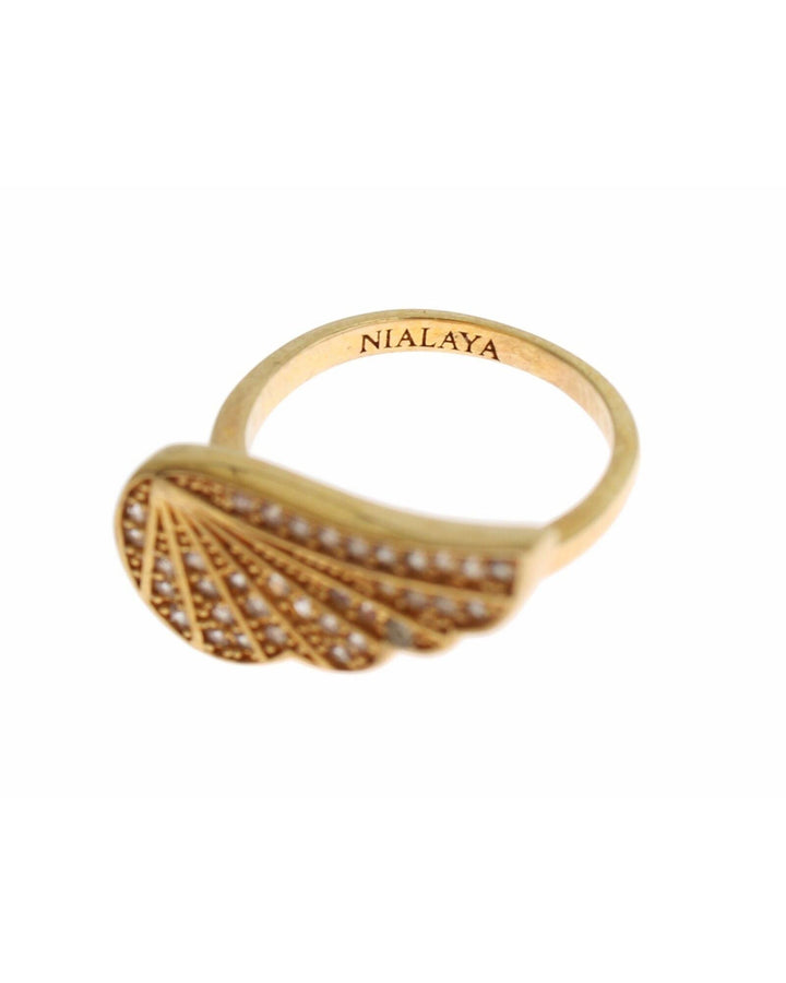 Gold Plated Sterling Silver CZ Ring 50 EU Women