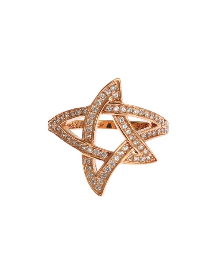 Authentic NIALAYA Pink Gold Plated Ring with Clear CZ 56 EU Women