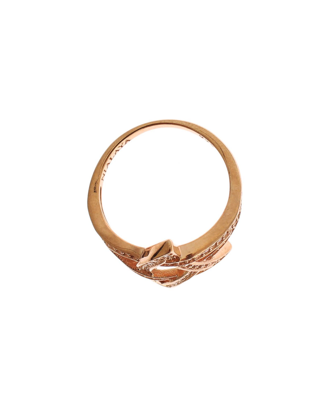 Authentic NIALAYA Pink Gold Plated Ring with Clear CZ 56 EU Women