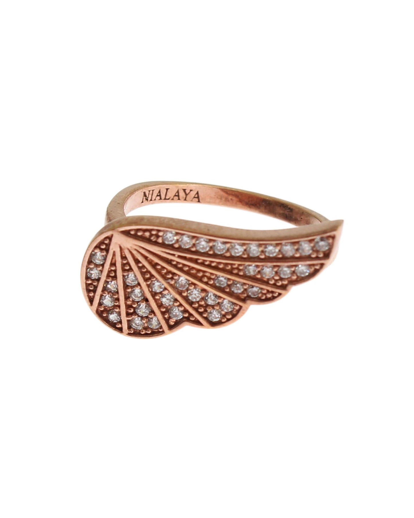 Authentic NIALAYA Ring with Pink Gold Plating and Clear CZ Crystals 47 EU Women