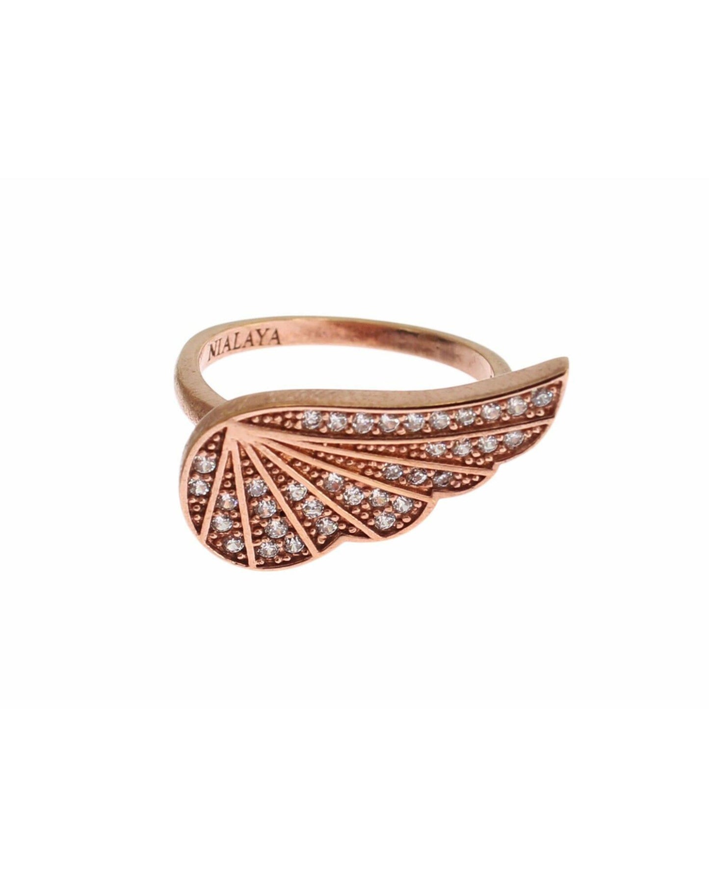 Authentic NIALAYA Ring with Pink Gold Plating and Clear CZ Crystals 47 EU Women