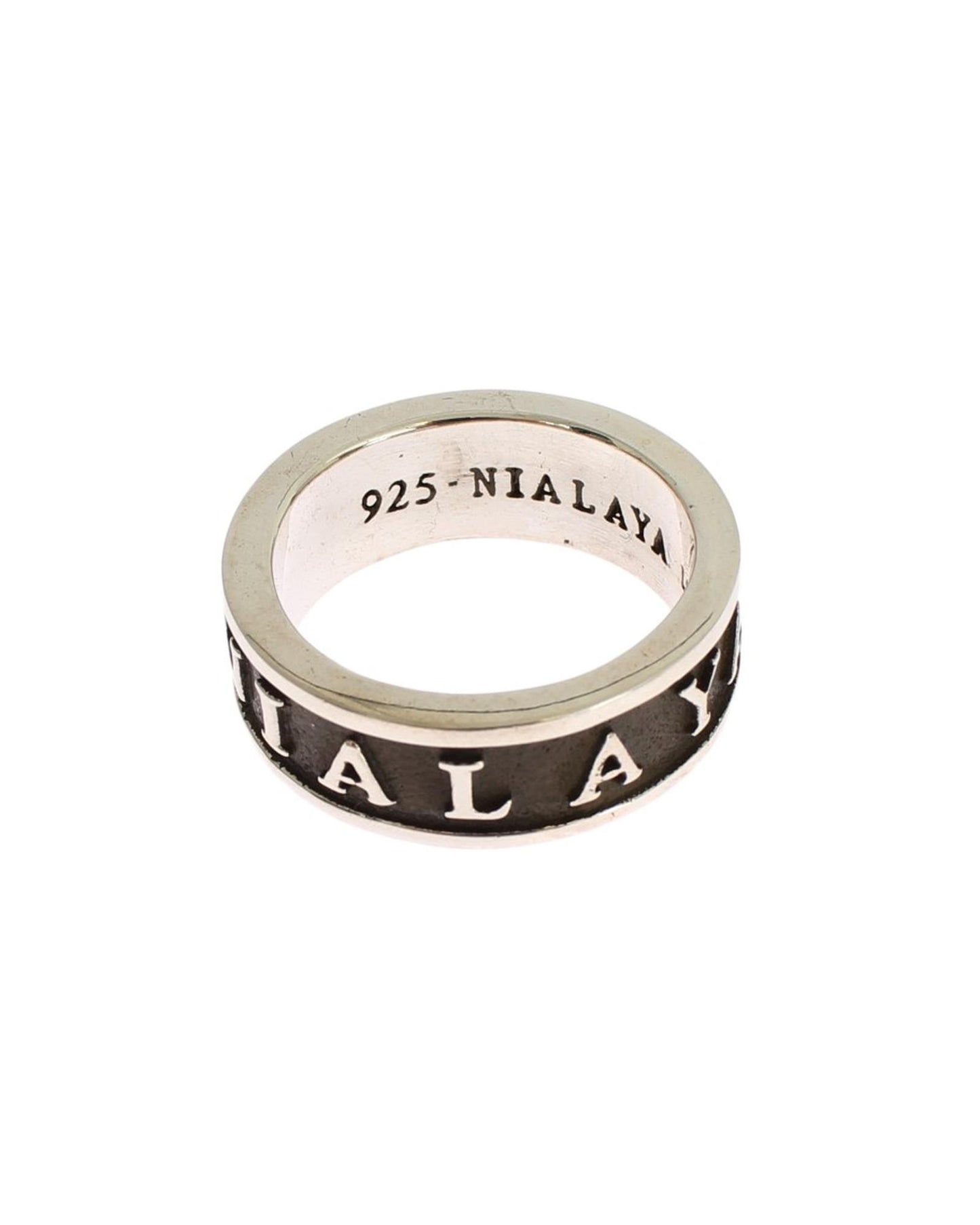 925 Sterling Silver Logo Ring 58 EU Men