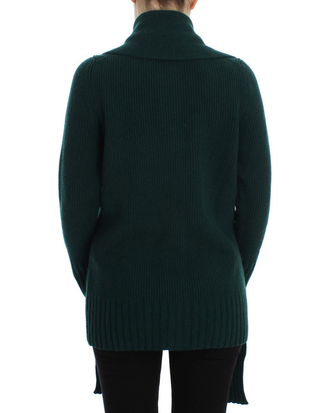 Green Cashmere Long Cardigan Sweater with Logo Details 36 IT Women