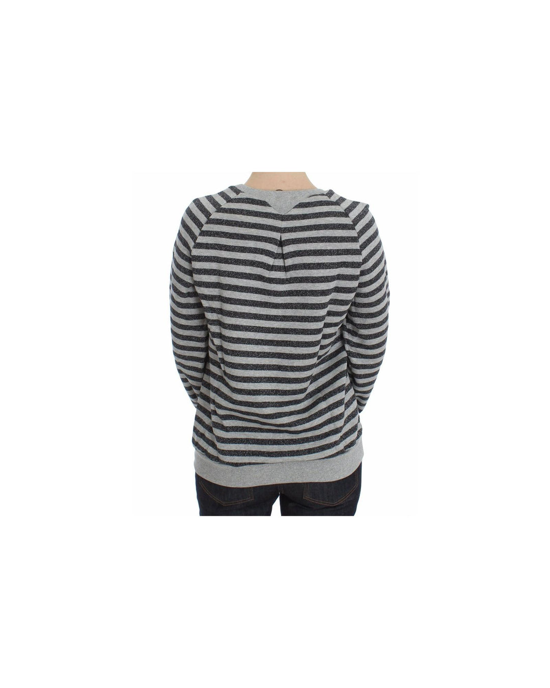 EXTE Crew-neck Pullover Sweater with Gray Striped Motive 40 IT Women