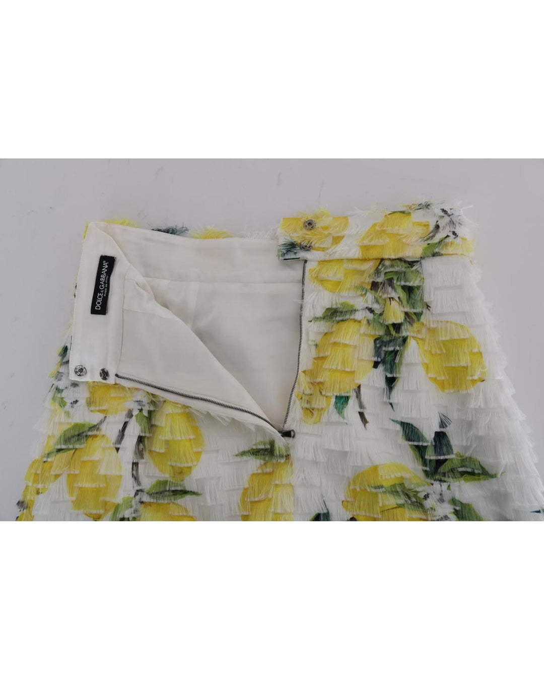 Lemon Printed Fringe Pencil Skirt 40 IT Women