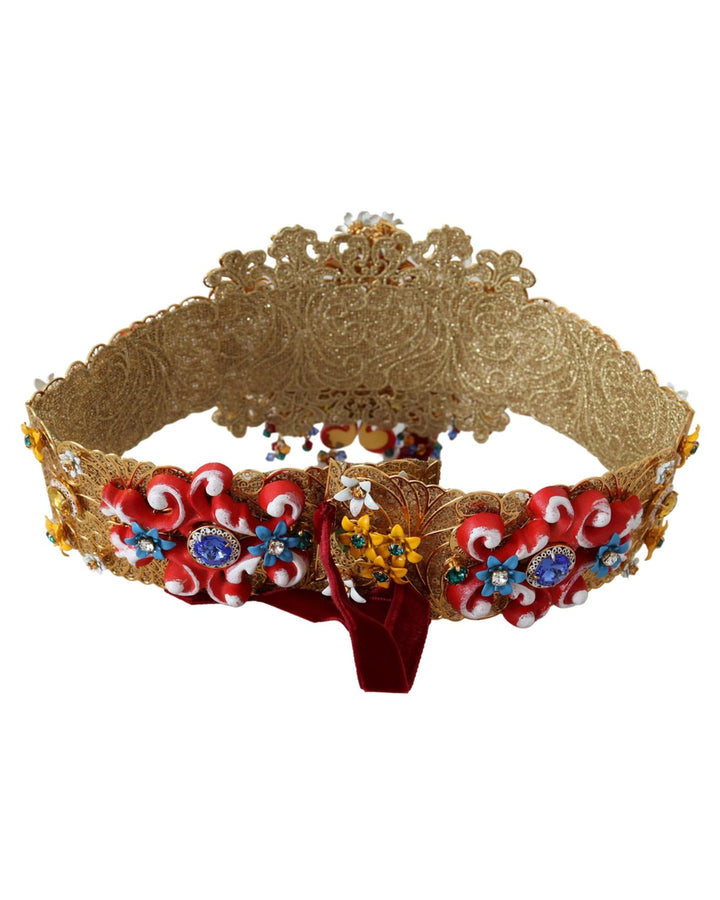 Floral Crystal Embellished Wide Waist Belt 42 IT Women