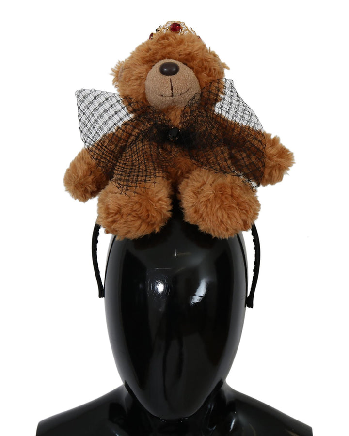 Dolce & Gabbana Brown Teddy Bear Crystal Hair Band One Size Women