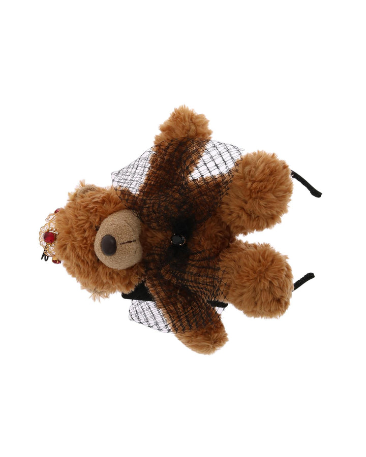 Dolce & Gabbana Brown Teddy Bear Crystal Hair Band One Size Women