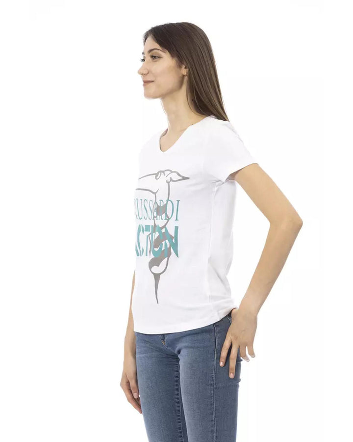 Printed V-Neck Short Sleeve T-shirt L Women