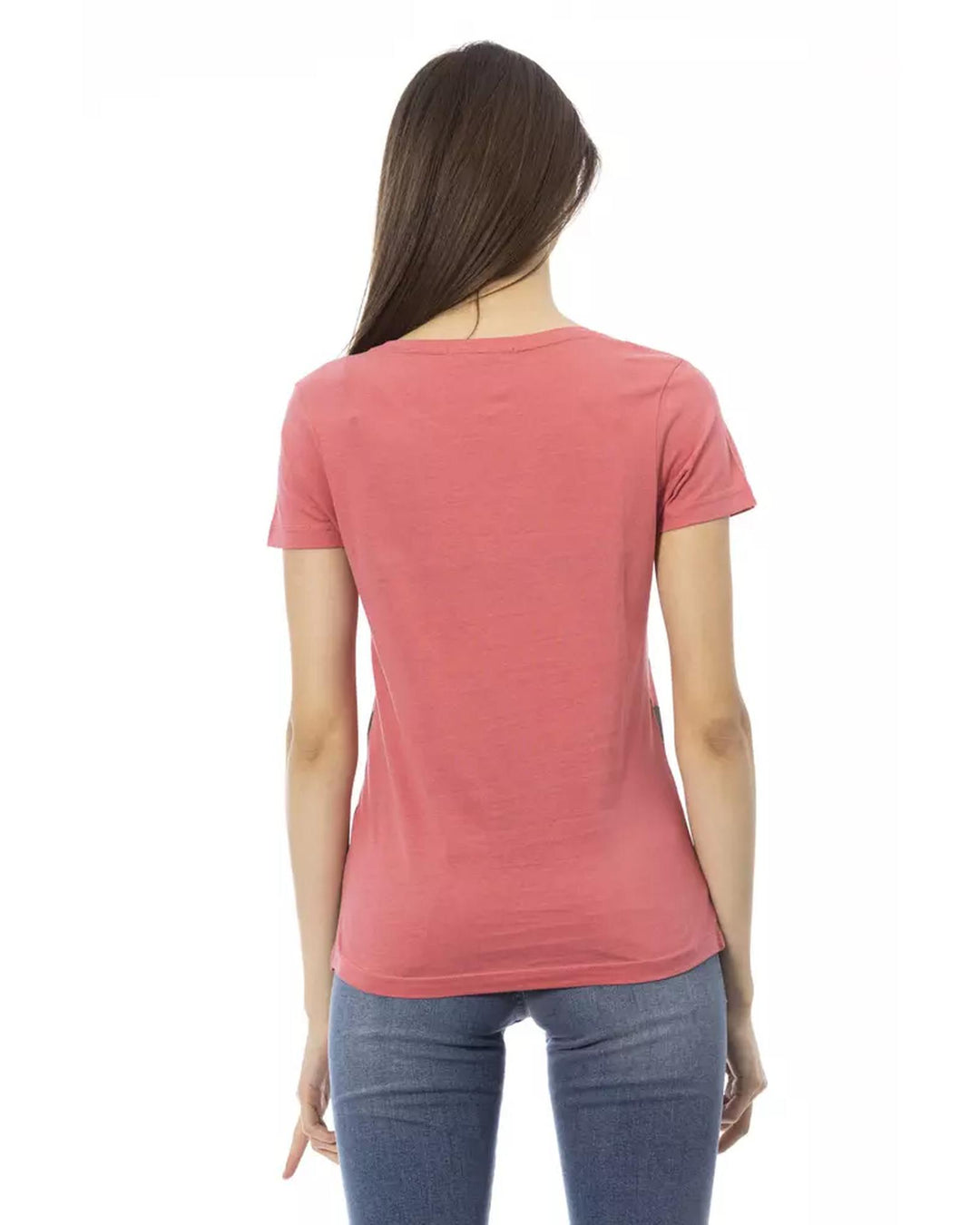 Short Sleeve T-shirt with Round Neck and Front Print L Women