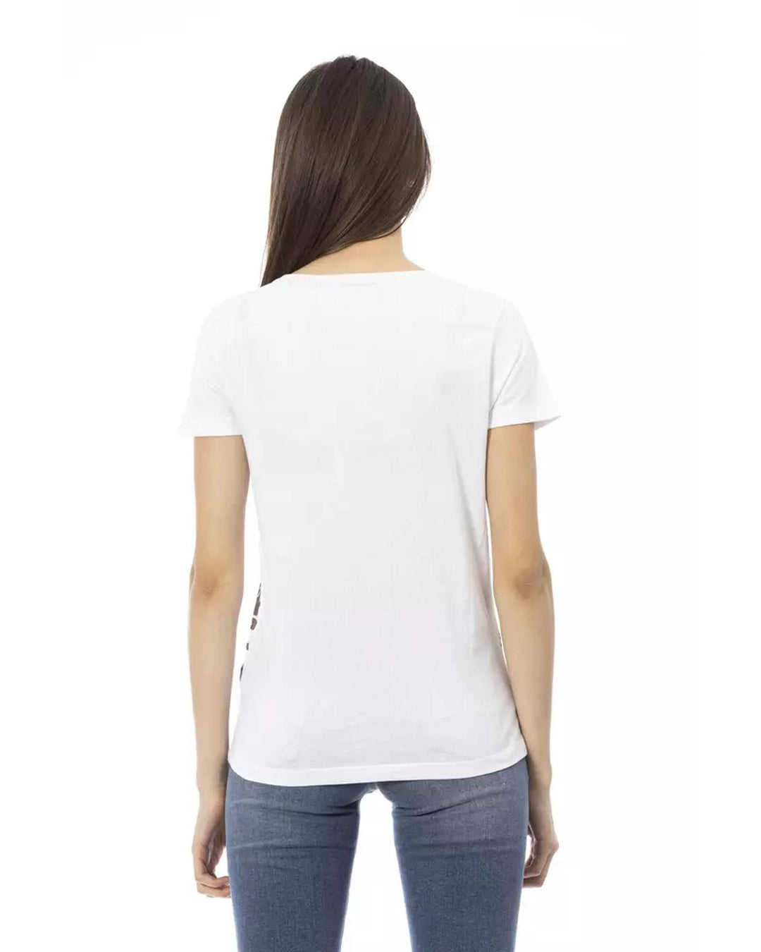 Short Sleeve T-shirt with Round Neck and Front Print XL Women