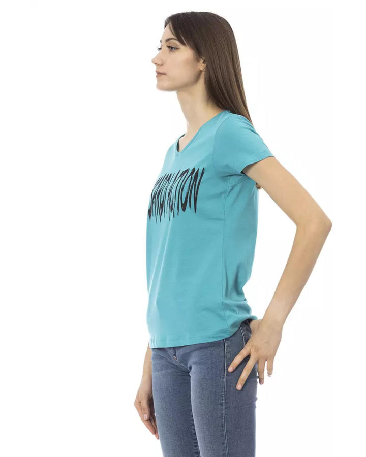 Short Sleeve T-shirt With V-neck and Front Print XS Women