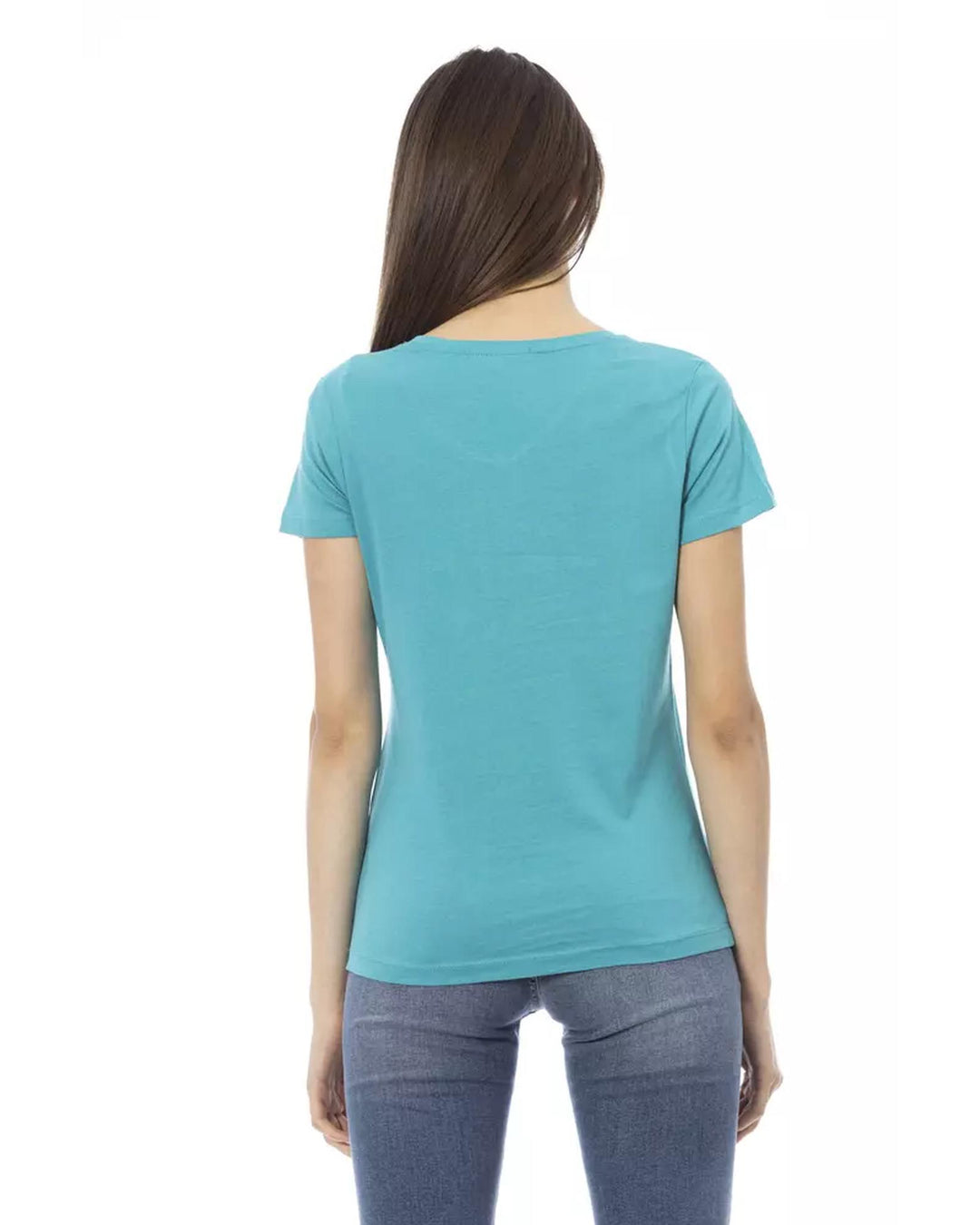 Short Sleeve T-shirt With V-neck and Front Print XS Women