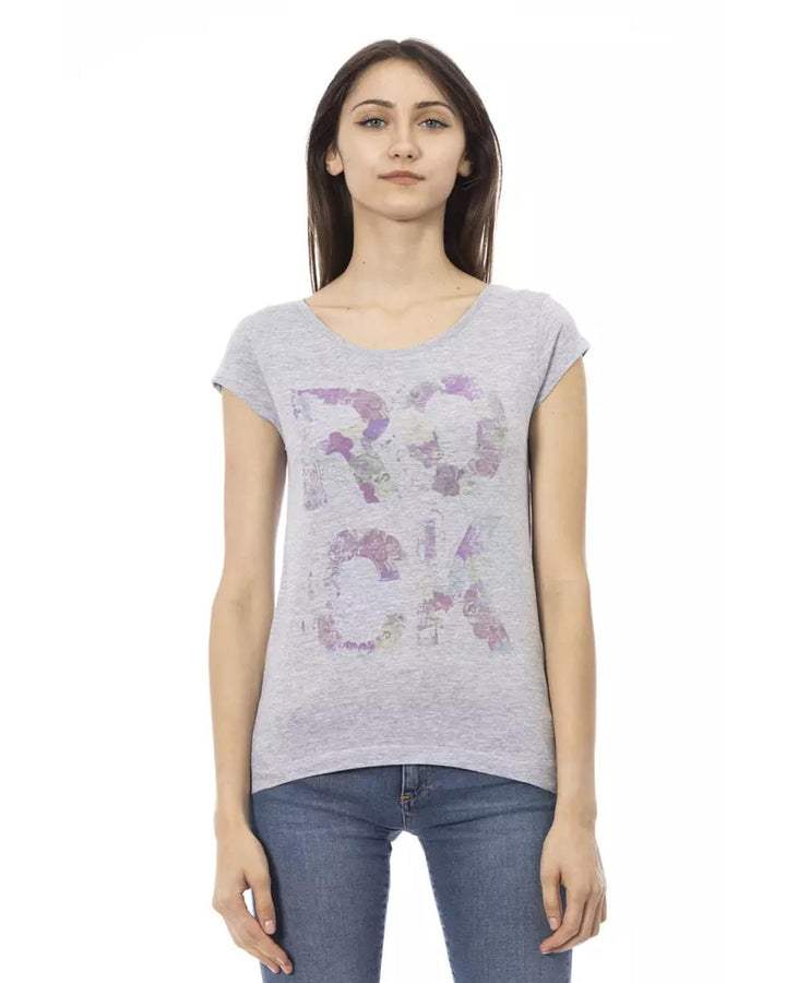 Short Sleeve T-shirt with Round Neck and Front Print M Women