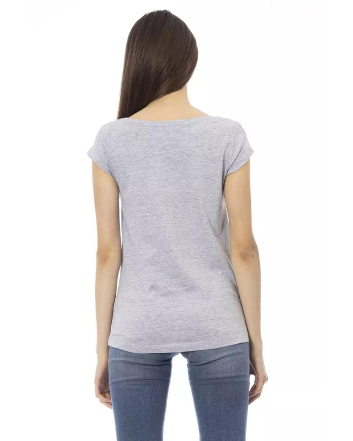 Short Sleeve T-shirt with Round Neck and Front Print M Women