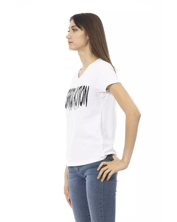 Printed V-Neck Short Sleeve T-Shirt L Women