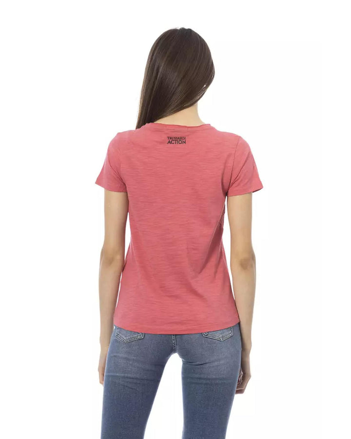 Short Sleeve T-shirt with Round Neck and Front Print L Women