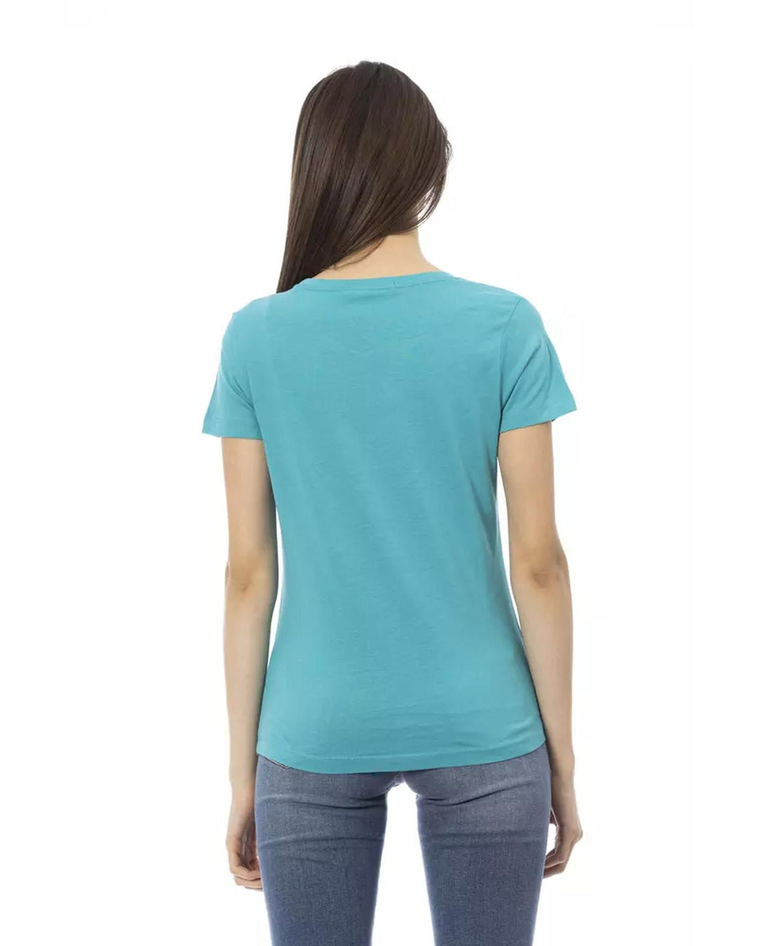 Short Sleeve T-shirt with Round Neck and Front Print L Women