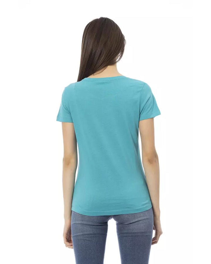 Short Sleeve T-shirt with Round Neck and Front Print S Women