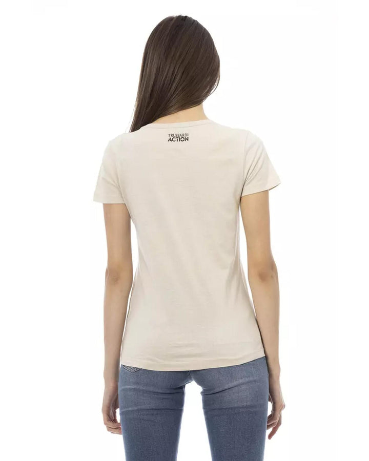 Round Neck Short Sleeve T-shirt with Front Print S Women