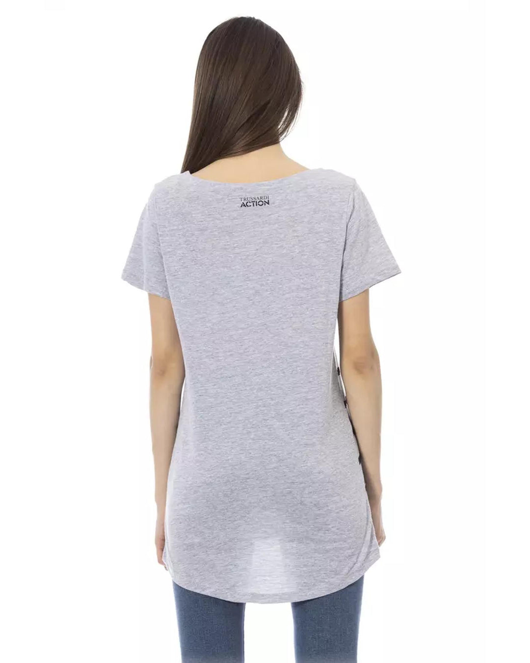 Short Sleeve Round Neck T-shirt with Front Print M Women