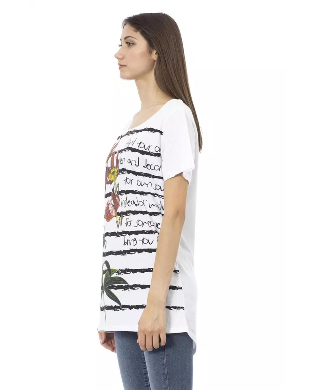 Short Sleeve T-shirt With Round Neck. Front Print. L Women