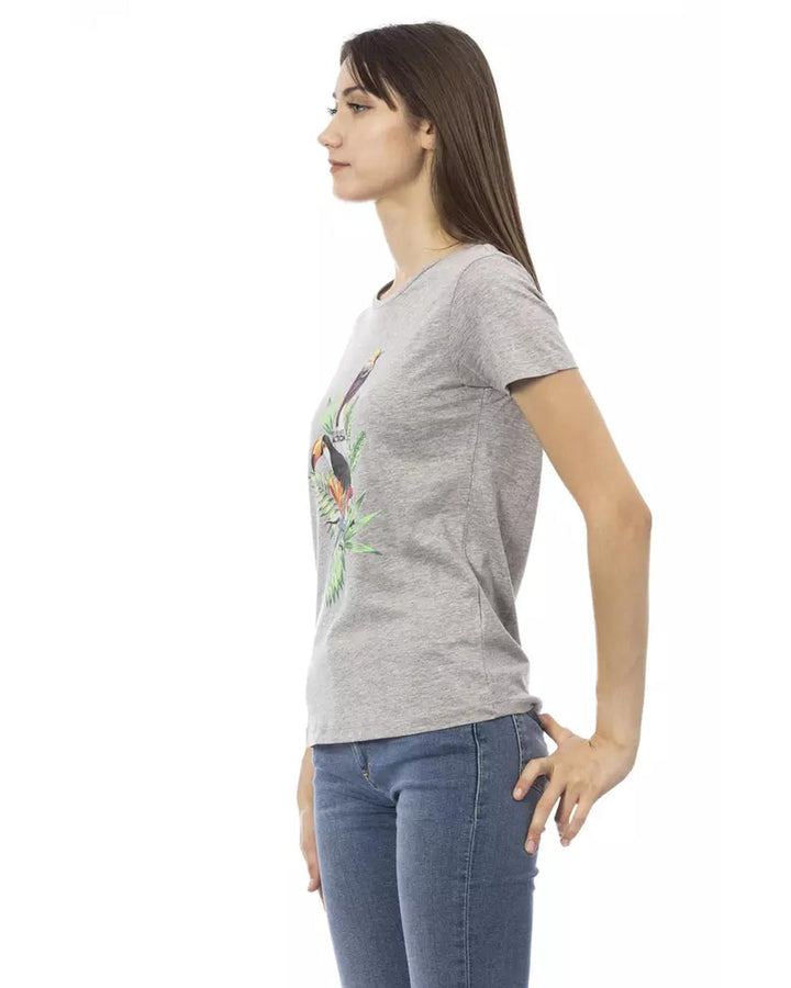 Short Sleeve T-shirt with Round Neck - Front Print L Women