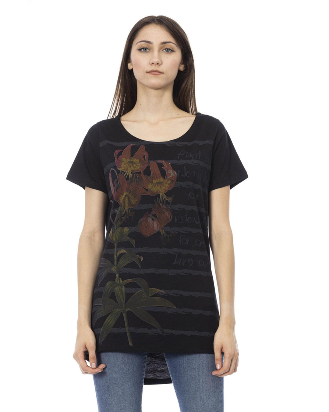 Black Cotton Tops & T-Shirt XL Women