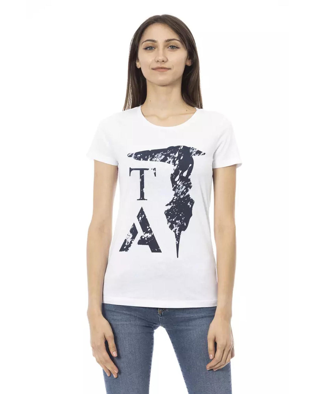 Short Sleeve T-shirt with Round Neck and Front Print M Women