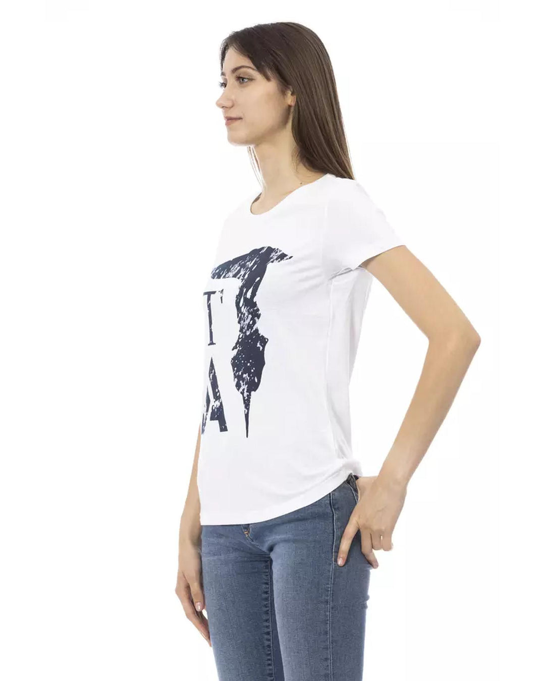 Short Sleeve T-shirt with Round Neck and Front Print M Women