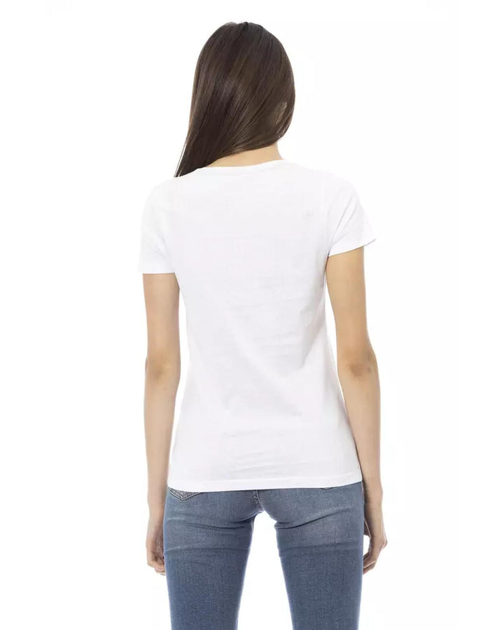 Short Sleeve T-shirt with Round Neck and Front Print M Women