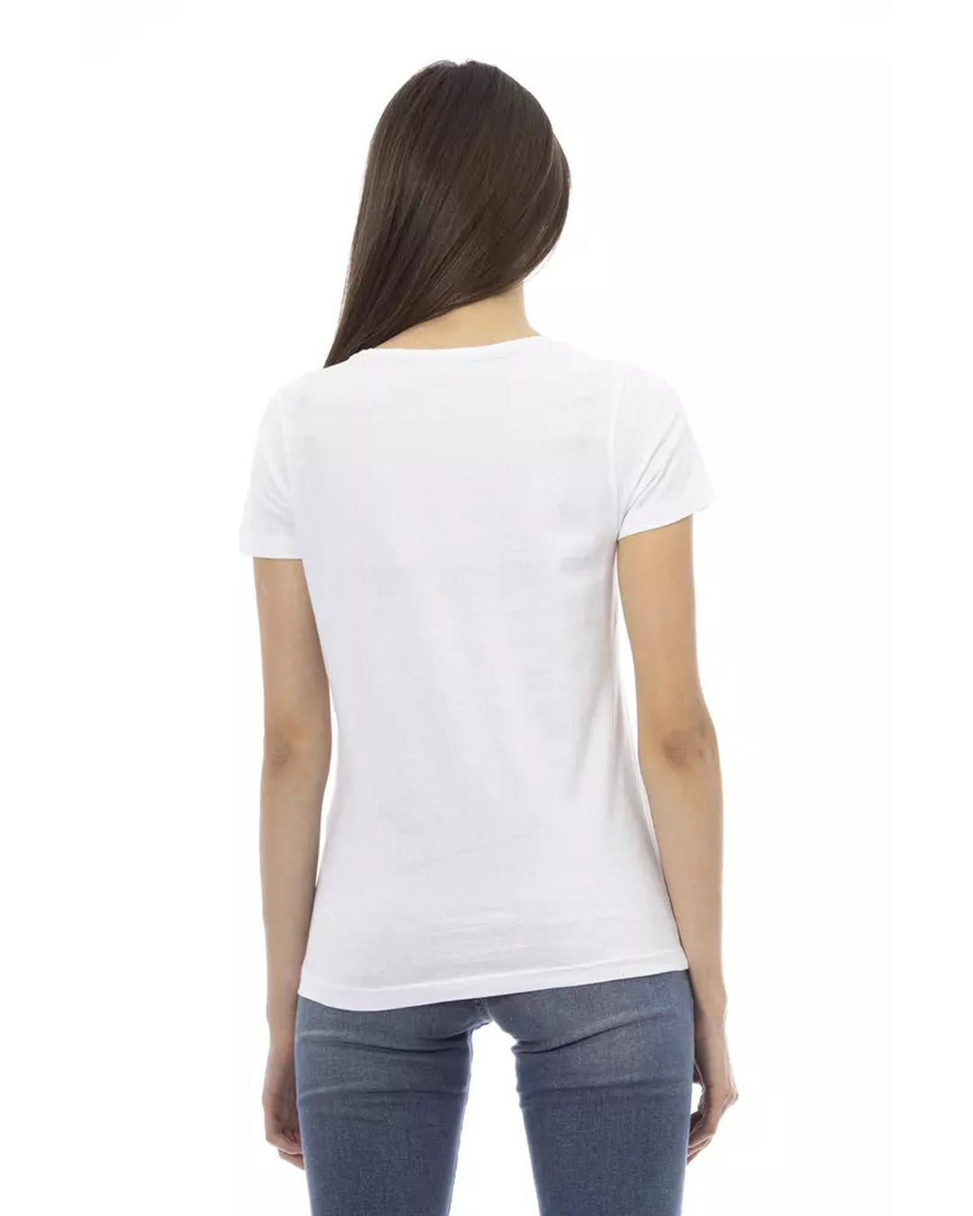 Short Sleeve T-shirt with Round Neck and Front Print L Women