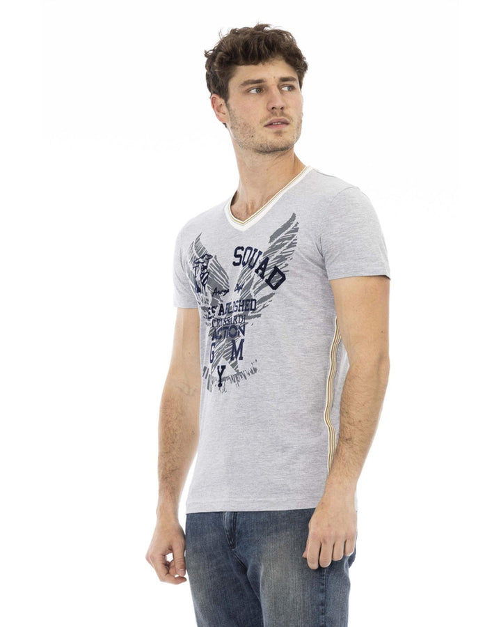 Front Print V-Neck T-Shirt M Men