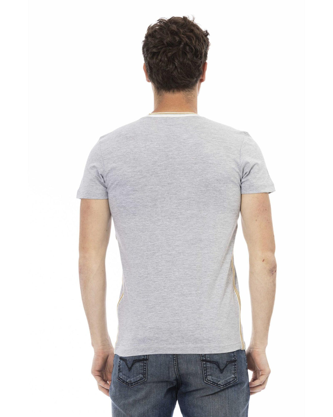 Front Print V-Neck T-Shirt M Men