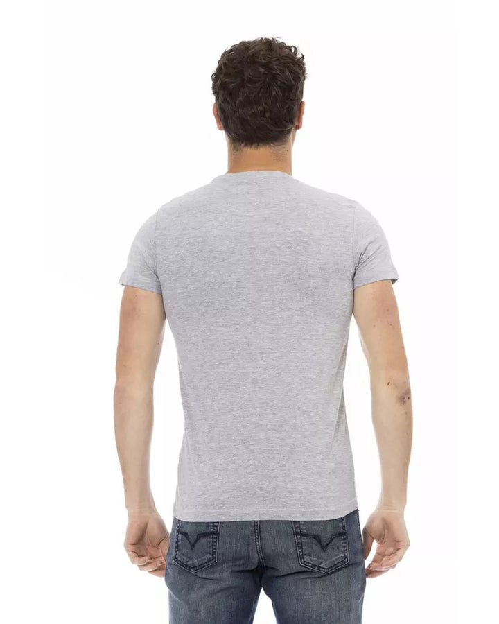 Short Sleeve Round Neck T-shirt with Front Print XL Men