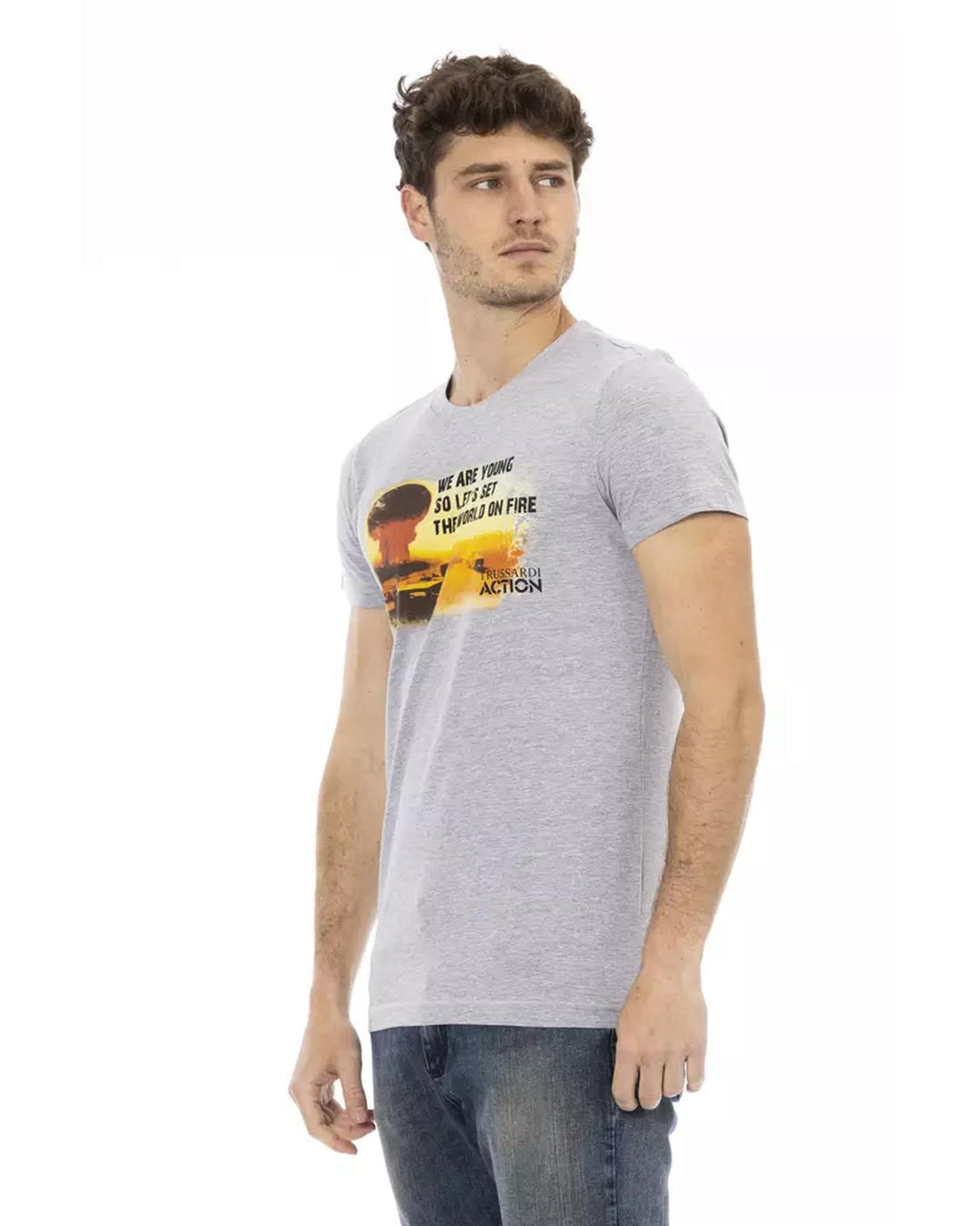 Printed Short Sleeve Round Neck T-Shirt L Men