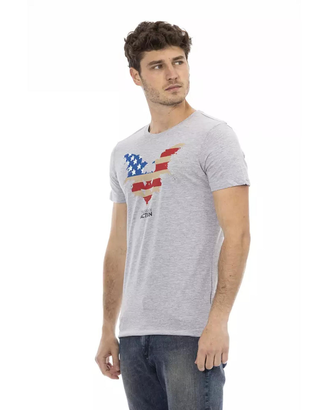 Short Sleeve Round Neck T-shirt with Front Print M Men