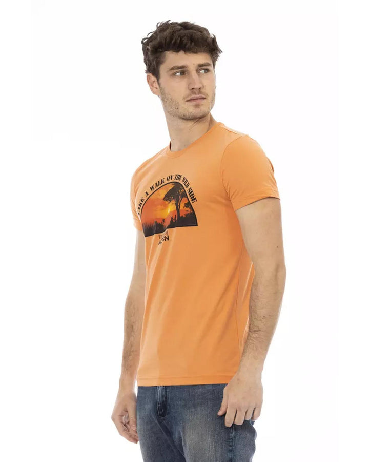 Short Sleeve T-shirt with Round Neck and Front Print L Men