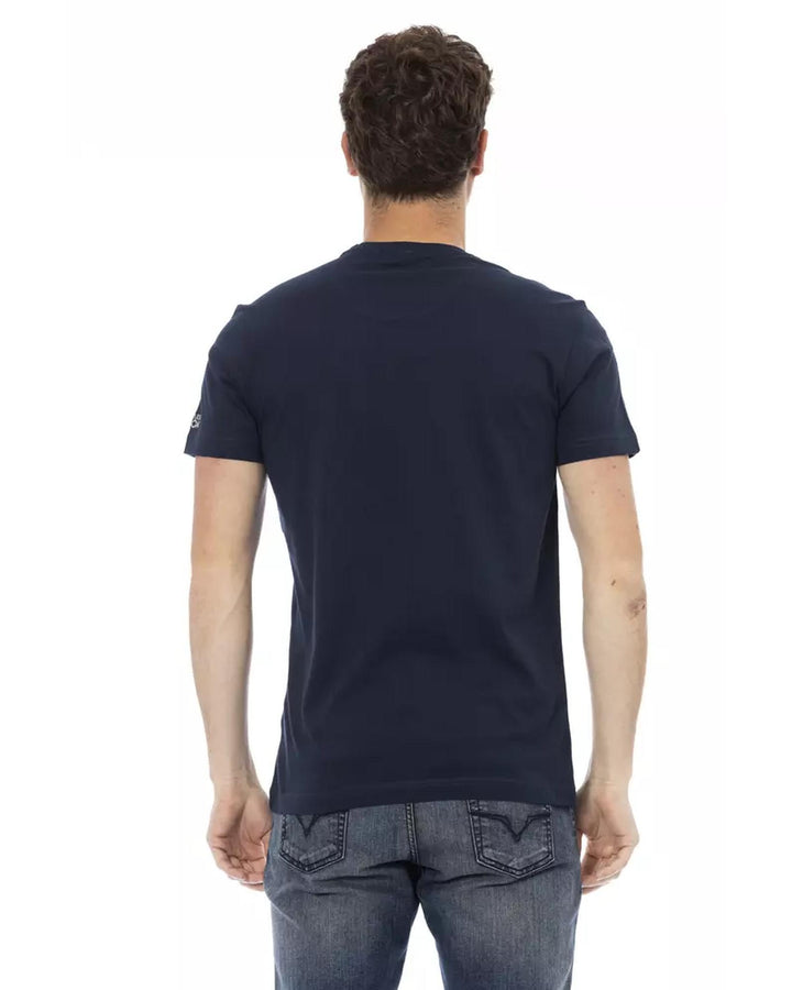 Short Sleeve T-shirt with Round Neck and Front Print L Men