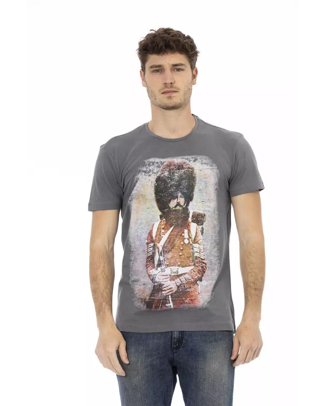 Short Sleeve T-shirt with Round Neck - Front Print 3XL Men