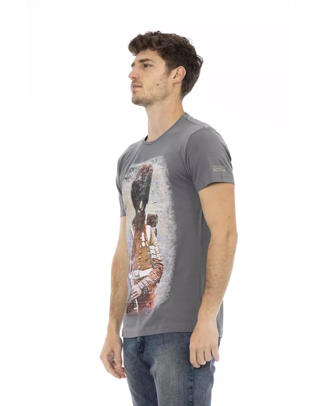 Short Sleeve T-shirt with Round Neck - Front Print S Men