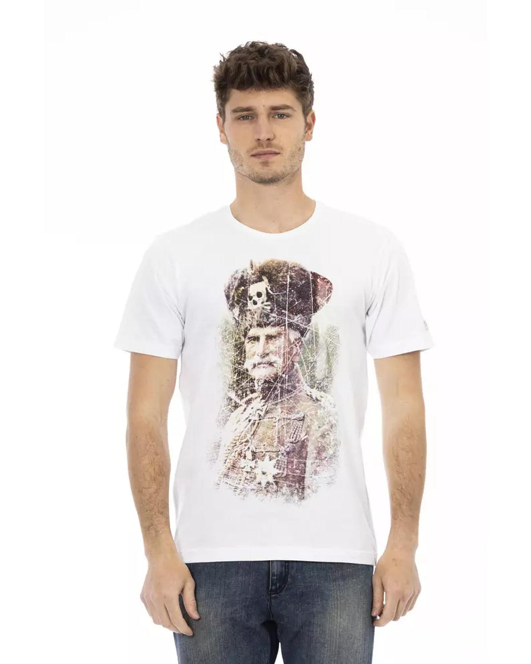 Short Sleeve Round Neck T-shirt with Front Print M Men