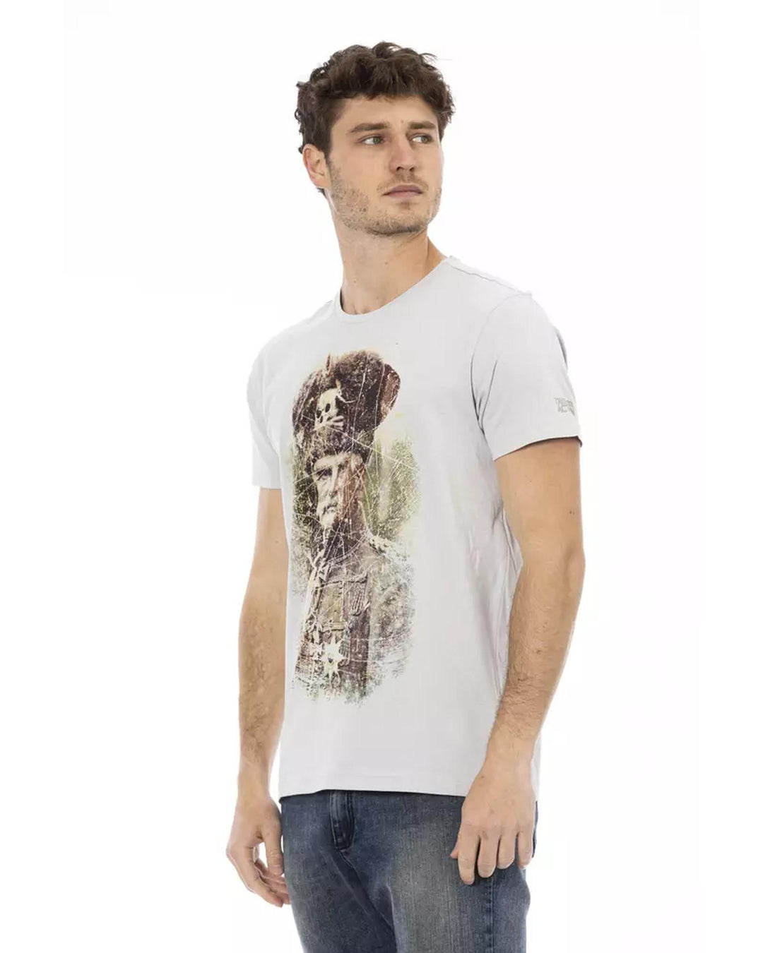 Short Sleeve T-shirt with Round Neck - Front Print M Men