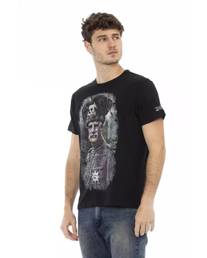 Short Sleeve Round Neck T-shirt with Front Print L Men