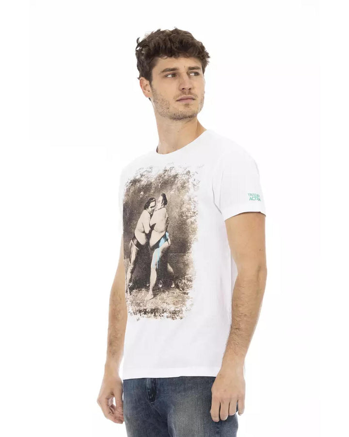 Short Sleeve T-shirt with Round Neck and Front Print L Men