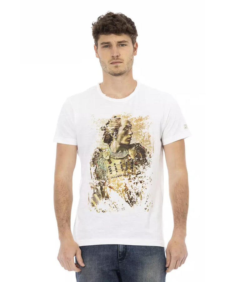 Short Sleeve T-shirt with Round Neck and Front Print L Men