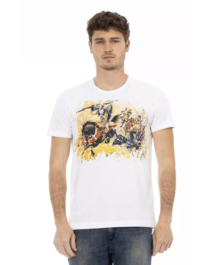 Short Sleeve T-shirt with Round Neck and Front Print 3XL Men