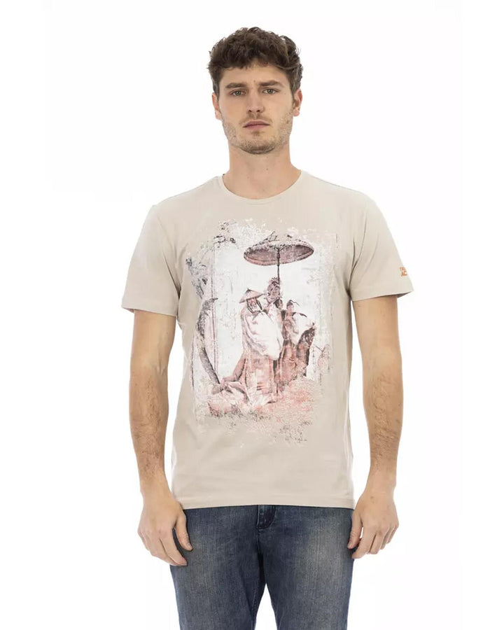 Front Print Short Sleeve T-shirt with Round Neck 3XL Men