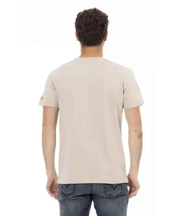 Front Print Short Sleeve T-shirt with Round Neck M Men